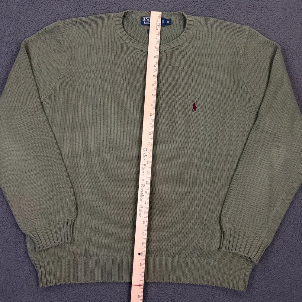 Polo Ralph Lauren Sweater Mens XL Green Knit Cotton Pony Pullover Crew Classic